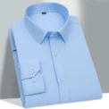 Four seasons new long sleeve men's solid color shirt business formal social casual senior non-ironing professional anti-wrinkle - Image 2