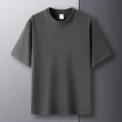 100% pure cotton summer high-end brand men's short sleeve round neck fashionable style half sleeved top breathable T-shirt - - Image 5