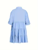 Plus Size 2025 Spring and Summer New Women's Loose Casual Button Dress Flip Lapel Pleated Dresses - Image 3