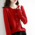 Women Cardigans Sweater O-neck Spring Autumn Knitted Cashmere Cardigans Solid Single Breasted Womens Sweaters - Image 4