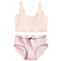 Cotton Girls Panties And Bras Sets Teenage Girls Cotton Training Bra Panty Set Solid Kids Sports Bra Briefs Underwear - - Image 2