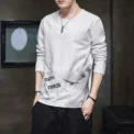 Men's Long Sleeve Pure Cotton T-Shirt Plus Size Autumn Collection Crew Neck Top Base Layer Inner Wear Outerwear