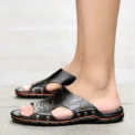 New Summer Slippers Men Sandals Soft Outdoor Slides High Quality Genuine Leather Comfortable Beach Sandals Outdoor Men Shoes - Image 4