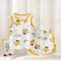 New Kids Sleeveless Set Summer Cotton Girls' Shorts Pajamas Korean Style Boys' Tank Top Outfit Children Clothing Set - Image 3