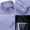 Men Formal Shirt Long Sleeve Office Solid Color Striped Anti-Wrinkle Non-ironing Fashion Business Pocket White Social Shirt 4XL - Image 6
