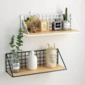 Wall Mounted Shelves Without Drilling Wood Hanging Shelf For Living Room Bedroom Storage Basket Wall Decoration Rack Organizers - Image 2