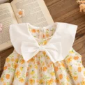 Newborn Girl Dress Yellow Flower Printed Dresscute Bow Doll Collar Dress For Girl Summer Travel Costume - Image 5
