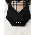 Summer Baby Girl Dress Set for 0-2Years 3PCS Ruffled Short Sleeve Heart Plaid Pattern Cut-out Design Infant Clothes Outfits - Image 4