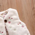 Autumn And Winter Girls' Fur Vest Sweet Flower Embroidery Sleeveless Warm Fashion Coat 0-3 Year Old Lady Wear Top - Image 4