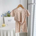 Summer Cute Girls Loungewear Baby Girl Floral Top Children's Short-sleeved Tops Pants Pajamas Two-piece Set Clothes - Image 3