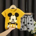 2pc/set Mickey Baby Summer Clothes Children's Tracksuit Short Sleeved Suit Girls Boys T-shirt + Shorts Outfits Disney 1-4 Age -