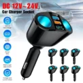 Car Cigarette Lighter 12V-24V Socket Splitter Blue Atmosphere Light PD QC3.0 2 USB Charger C Ports For Mobile Phone DVR Chargers - Image 5