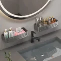 No-Drill Bathroom Shelf Shelves Shampoo Makeup Storage Holder Kitchen Organizer Wall Mounted Bathroom Accessories Aluminum Alloy - Image 5