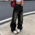 Low Waist Jeans for Women Goth Y2k Style Baggy Jeans Punk New Jeans Wide Leg Denim Pants Kpop Casual Loose Streetwear - Image 2
