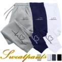 Hot Sales Womens Sweatpants Daily Casual Pants High Quality Fitness Tracksuit Trousers Heart Print Street Sport Jogging Pants -
