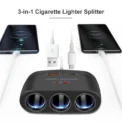 3 in 1 Dual USB Socket 120W Car Cigarette Lighter Splitter 12V 24V Fast Charger Plug Phone Power Adapter for Car DVR GPS Dashcam - Image 2