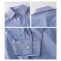 Classic Striped Woman Spring Autumn Blouses Shirt Lady Long Lantern Sleeve Stand Collar Loose Blusas Tops - Image 6