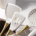 1Pc Silicone Kitchenware Cooking Utensils White Gold Kitchen Accessories Spatula Turner Heat-resistant Pasta Colander Shovel - Image 2