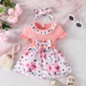 Dress For Kids 3-24 Months Korean Style Fashion Short Sleeve Cute Floral Princess Formal Dresses Ootd For Newborn Baby Girl - Image 3