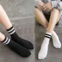 Pairs Versatile Women's Socks Parallel Bar Pattern Fashion Breathable Autumn High Quality Women's Mid Length Socks - Image 5