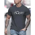 Men's Summer Earbuds Printed Round Neck Short Sleeve Casual Cotton T-shirt New Fashion Daily Loose Size Couple Street T-shirt - Image 3