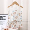 New Kids Tops+shorts Set Summer Thin Baby Cotton Vest Sleeveless Loungewear Set for Girls Suit - Image 3