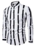 men's new casual striped long sleeved seasonal shirt for foreign trade
