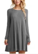 New Long Sleeve Women Black Short Dresses Spring Autumn Solid Color Streetwear Casual A-Line Dress Round-Neck Ladies Mini Dress - Image 2