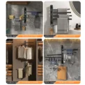 No Drill Bathroom Towel Rack Rotatable Black Corner Shelves Wall Mounted Shower Storage Rack Stainless Steel Kitchen Shelf Coat - Image 5