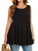 Plus Size Simple Solid Tank Top Casual Crew Neck Sleeveless Tank Top For Summer Women's Plus Size Clothing - Image 6