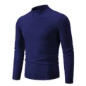 New Sweatwear Men's Half Neck Basic Solid Color Sweaters Round Neck Elastic Pullovers Warm Autumn Knitted Oversized Sweater Men - Image 5