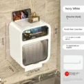Toilet Tissue Holder Storage Organizer Bathroom Square Tissue Box Wall-Mounted Double Layer Storage Rack Toilet Roll Holder - Image 4