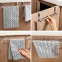 Kitchen Cabinet Door Towel Bar Stainless Steel Door Back Towel Hanging Holder Bathroom Punch-free Towels Hooks Home Organizer - Image 3