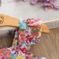 (Girls 0-3 years old)New Summer Girls Dress Halter Small Flying Sleeve Ruffled Flowers Full Print + Crossbody Bag A-line Dress - Image 5