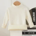 Children's Long Sleeve T-shirt Half High Collar Solid Color Versatile Stylish Top For Autumn/winter Suitable For Boys Girls - Image 3