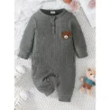 Newborn Baby Clothes 0 to 18 Months Cartoon Bear Tiny Button Onesies For Baby Boy Long Sleeve Infant Romper Toddler Jumpsuit - Image 4