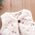 Autumn And Winter Girls' Fur Vest Sweet Flower Embroidery Sleeveless Warm Fashion Coat 0-3 Year Old Lady Wear Top - Image 3