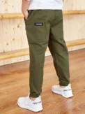 Boy's Stylish Solid Color Jogger Pants Elastic Waist Outdoor Casual Cargo Jogger Trousers - Image 6