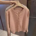 Fashion Women's Thin Fleece Knit Loose Short Cashmere Sweater Round Neck Warm Korean Casual Female Sweater Top Cloting