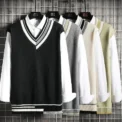 Style Spring Autumn Men's Sweatvest Loose Fit Casual reppy V-Neck Vest Nylon Material CASUAL Scene