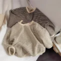 Cotton Children's Clothing Long Sleeve T-shirts Striped Baby Boy Girl Tops Casual Kids T-shirt Autumn Spring Tee 1-8T