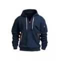 Casual Men's Hoodie Sweatshirt Autumn Winter Outerwear Zipper Multiple Pockets Loose Fit Comfortable Streetwear Style - Image 3