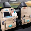 Car Seat Back Organizer with Foldable Table Tray  Leather Storage Organizer with Pockets Kick Mats Seat Interior Accessories - Image 3