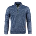 Autumn Men's Half Zipper Sweatshirts Long Sleeve Solid Color Pullover Turtleneck Streetwear Winter Warm Jacket Sport Coats - Image 2