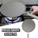 Silicone Kitchen Splatter Screen with Handle Heat-resisting Oil Splash Guard Drain Board Cover Kitchen Frying Pan Lid - Image 3