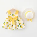 Summer New Girls' Dress Baby Girl Dress Korean Version Floral Dress Baby Stylish Cotton Dress Bow Tie Hat Included - Image 3