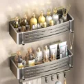 No-Drill Bathroom Shelf Shelves Shampoo Makeup Storage Holder Kitchen Organizer Wall Mounted Bathroom Accessories Aluminum Alloy - Image 4