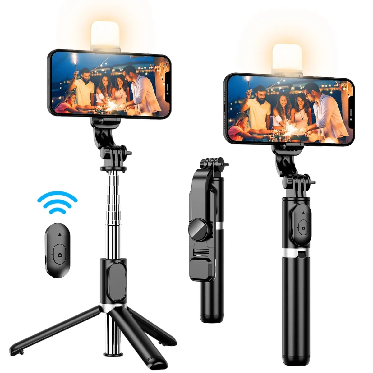 Bluetooth Wireless Selfie Stick Mini Tripod Monopod Remote Shutter With Fill Light for iPhone Samsung Xiaomi Phone Holder - Image 1