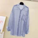 Summer Sunscreen Shirt Elegant Perspective Thin Chiffon Blouse Korean Harajuku See Through Loose Top Casual Women's Cardigan - Image 5
