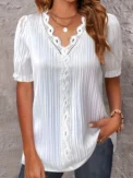 Plus Size Spring and summer new short sleeved elegant and fashionable women's top - Image 2
